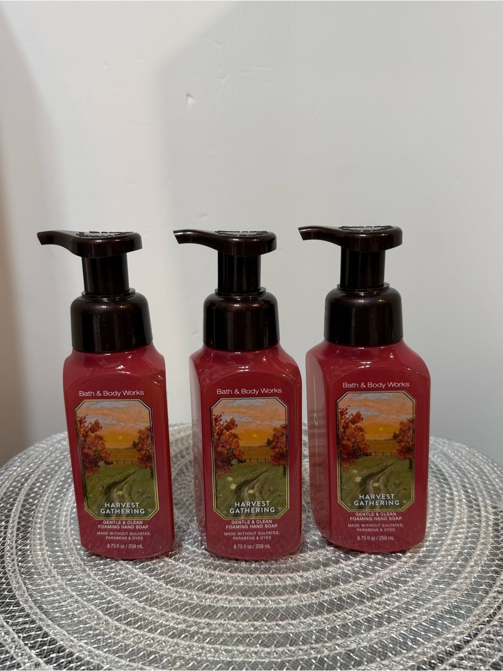 BBW Harvest Gathering Foaming Hand Soap Set of 3 NWT